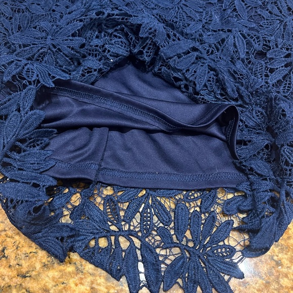 ⭐️NWOT⭐️ Lulus Right Sheer, Right Now Navy Blue Lace Bodycon Dress - Picture 7 of 8